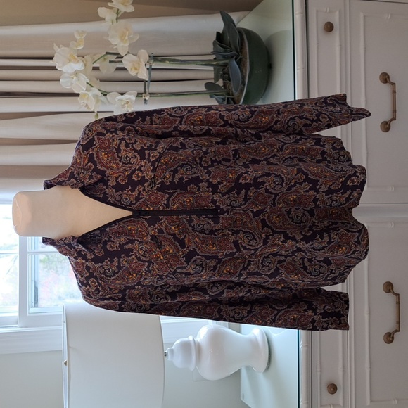 ba&sh Womens Paisley Print Long Sleeve Blouse Neck Front‎ Zipper Size 0 - Picture 1 of 14
